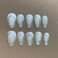 Sage Chrome Short Almond Press-On Nails