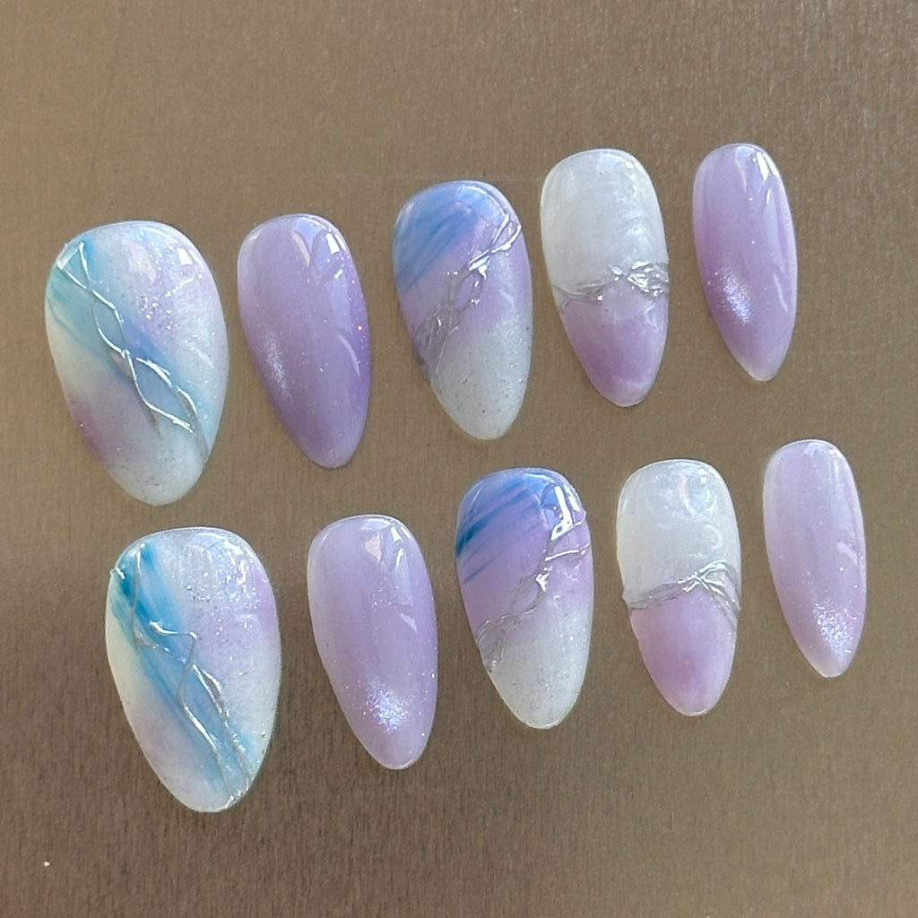 Opal Wave Short Almond Press-On Nails
