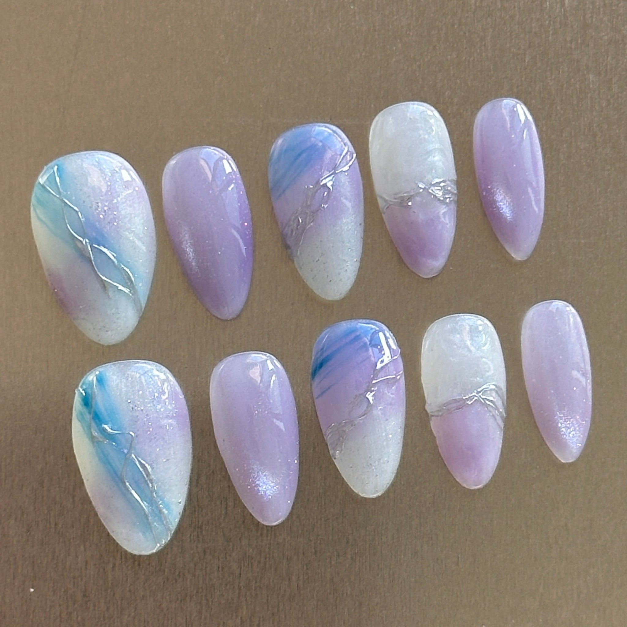Opal Wave Short Almond Press-On Nails