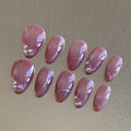 Rosewood Crystal Short Almond Press-On Nails